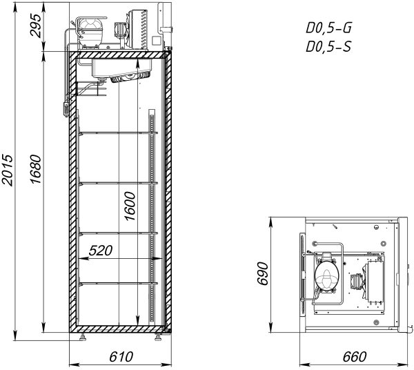 Шкаф холодильный Аркто V0.5-SD (P) короткая ручка