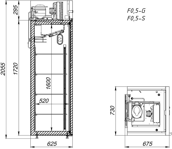 Шкаф морозильный Аркто F0.5-G (P) короткая ручка