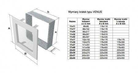 Вентиляционная решетка для камина Kratki 17x17 Venus графитовая с жалюзи 17VGX