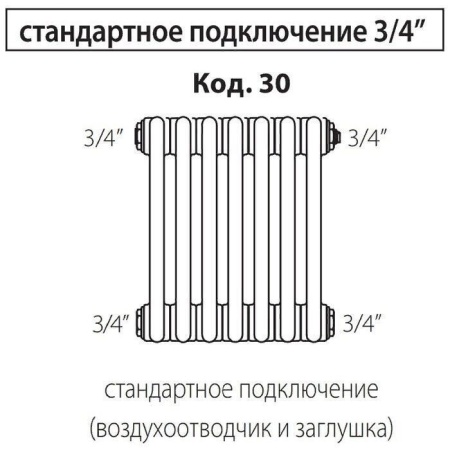 Стальной трубчатый радиатор 2-колончатый IRSAP TESI 21800/10 T30