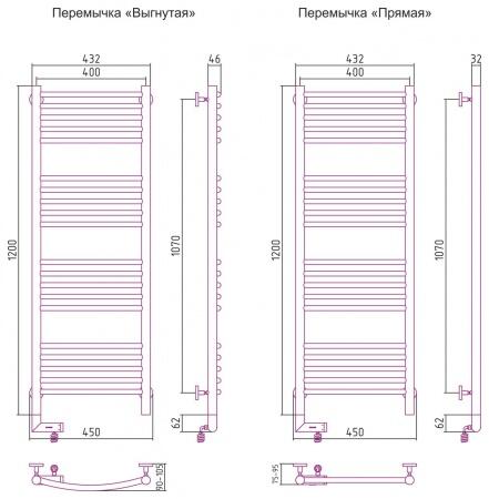 Электрический полотенцесушитель лесенка Сунержа Богема 2.0 1200х400