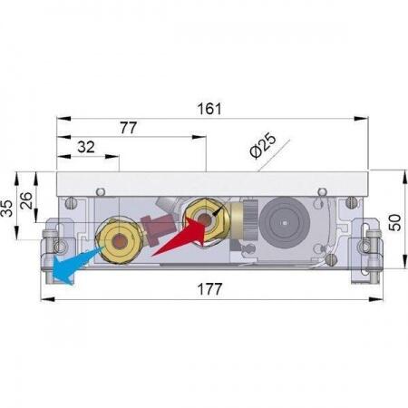 Внутрипольный конвектор длиной 1,6 м - 2 м Minib COIL-T50 1750