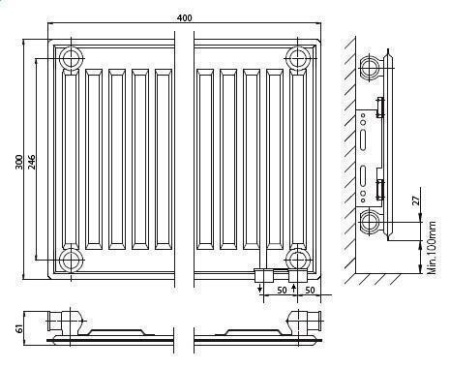 Стальной панельный радиатор Тип 10 Kermi FTV(FKV) 10 500x600