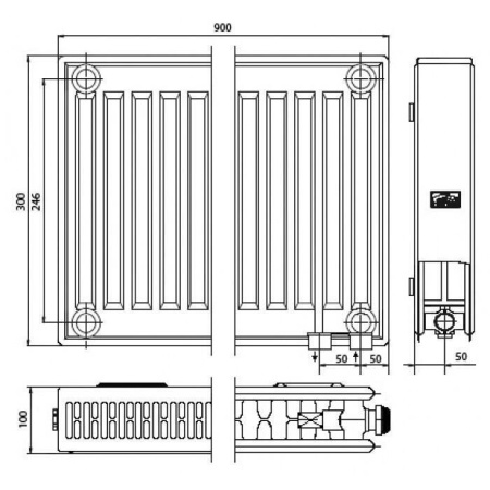 Стальной панельный радиатор Тип 22 Kermi FTV(FKV) 22 900x800