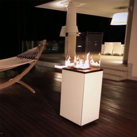 Газовый уличный обогреватель мощностью 8-10 кВт Kratki PATIO MINI/M/G31/37MBAR/B - белое стекло, с р