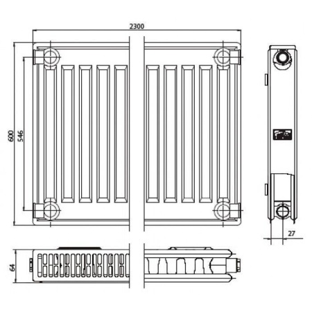 Стальной панельный радиатор Тип 21 Kermi FTV(FKV) 12 900x2600