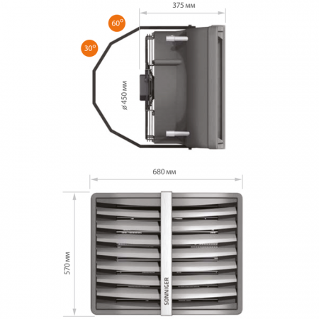Водяная тепловая пушка 60 кВт Sonniger HEATER R3