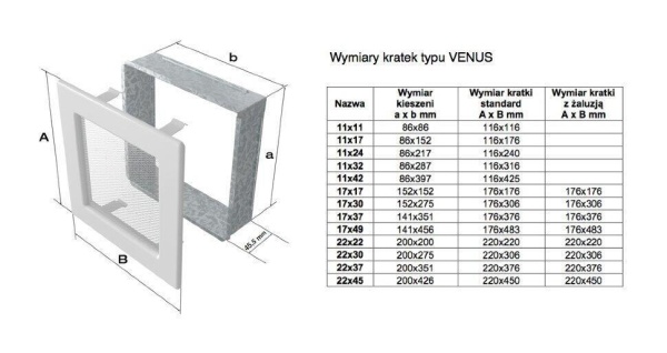Вентиляционная решетка для камина Kratki 17x30 Venus бежевая 30VK