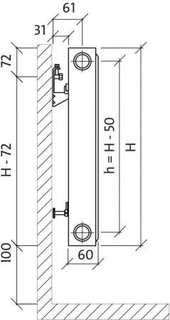 Стальной панельный радиатор Тип 11 Purmo CV11 300x2300 - 1256 Вт