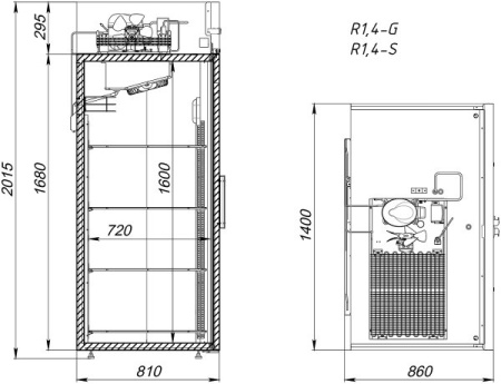 Шкаф холодильный Аркто R1.4-G (P) короткие ручки