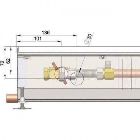 Внутрипольный конвектор длиной 1,6 м - 2 м Minib COIL-PO 2000